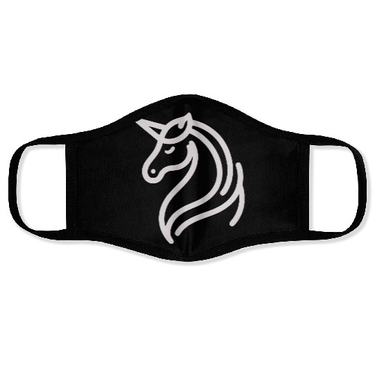 Minimalist Unicorn Symbol - light pink gray Face Masks