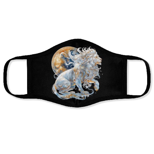 Celestial Lion Images, Mystical Lion, Night sky Face Masks