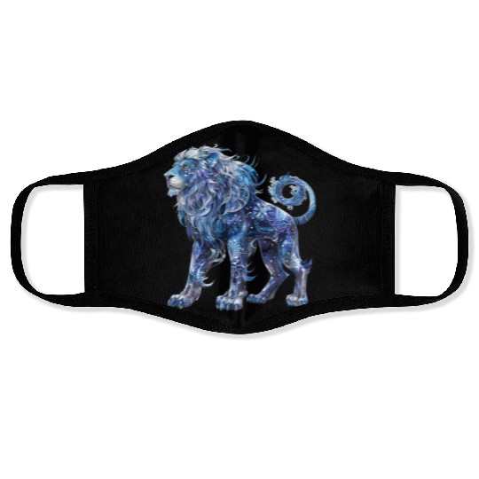Celestial Lion Images, Mystical Lion, Night sky Face Masks