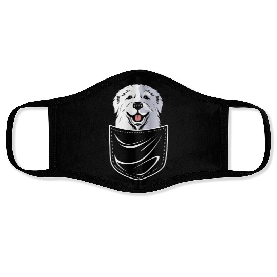 Dog In A Pocket Pet Lover Cute Great Pyrenees Face Masks