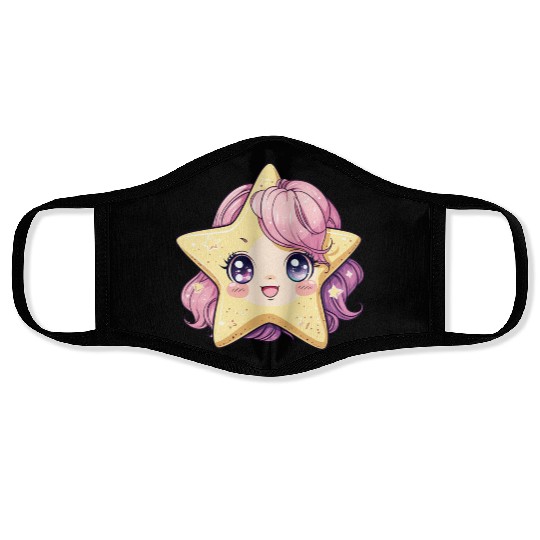 Cute Kawaii Stars Clipart, Cute Stars PNG Digital Face Masks
