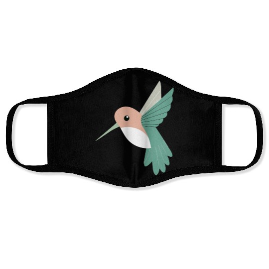 Hummingbird with green beak Face Masks