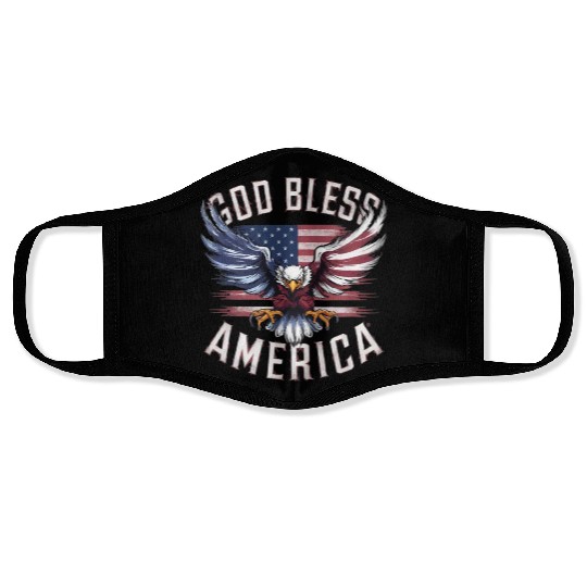 God Bless America Eagle Happy 4th Of July US Flag Face Masks