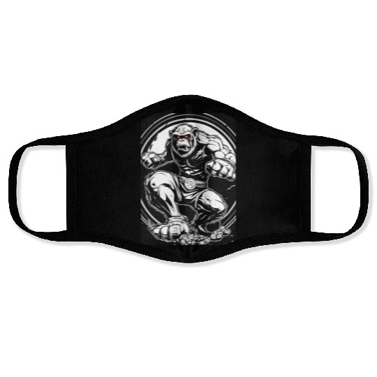 Zombie ape street fighter black and white circle l Face Masks