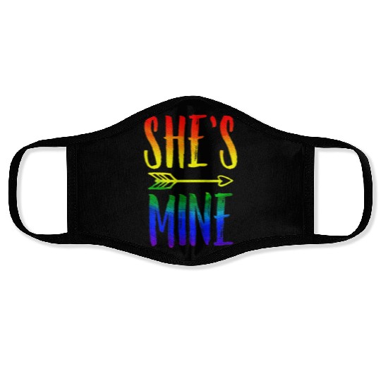 I'm Hers She's Mine LGBT Pride Lesbian Couple Face Masks