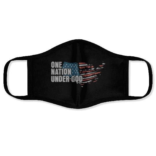 4th Of July One Nation Under God US Flag Faith Face Masks