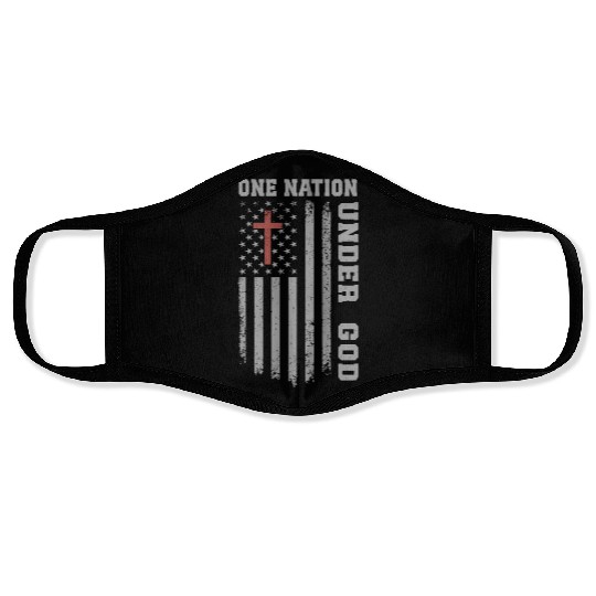 One Nation Under God US Flag Christian 4th of July Face Masks