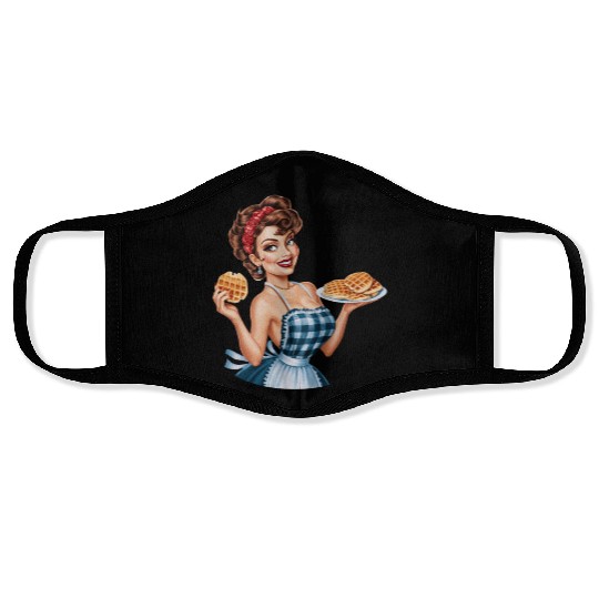 Waffle Delight: Retro Housewife Humor Face Masks
