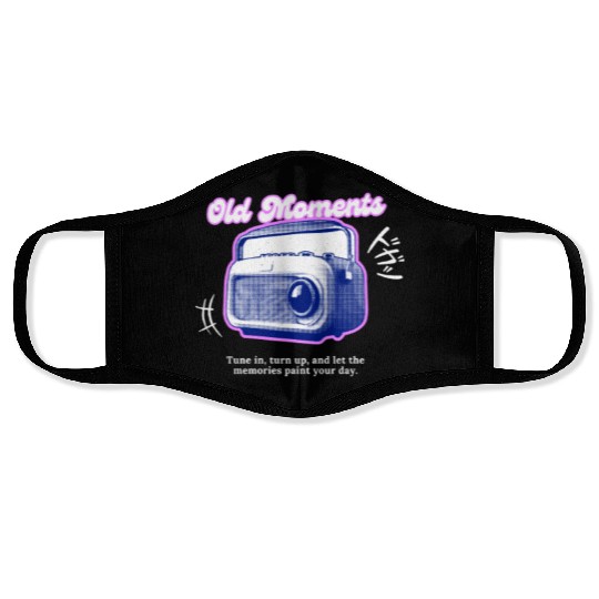 Lilac Black Halftone Radio Portrait Face Masks