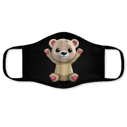 Cute Cub Bear Drawing Face Masks