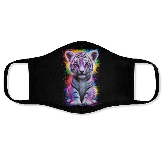 colorful tiger cub Face Masks