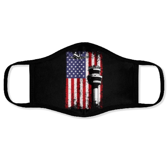 American Flag US, air traffic controller Face Masks
