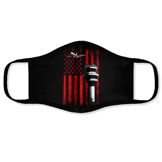 American Flag US, air traffic controller Face Masks