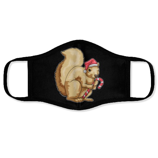 Squirrel Christmas Candy cane Face Masks