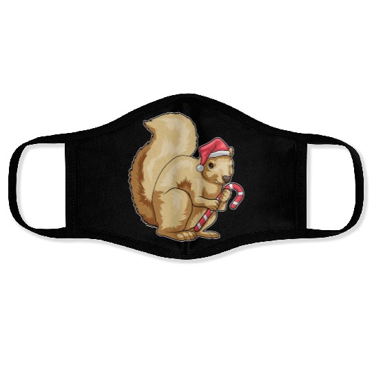 Squirrel Christmas Candy cane Face Masks