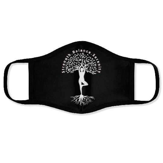 Strength Balance Serenity Yoga Tree Pose Art Print Face Masks