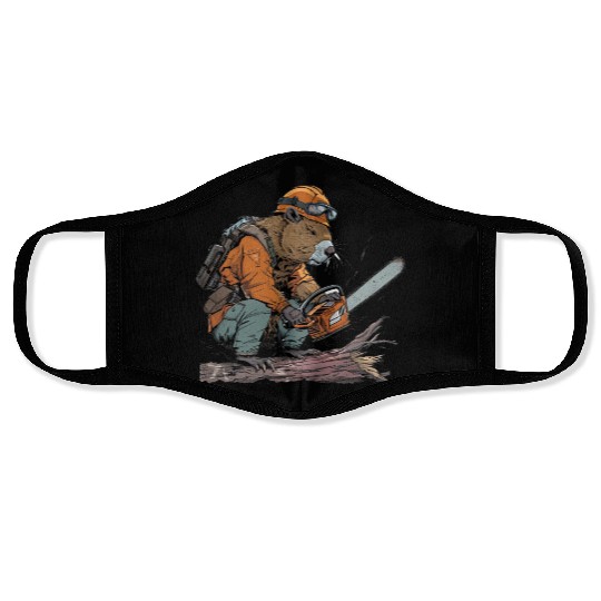 Beaver Lumberjack Chainsaw Face Masks
