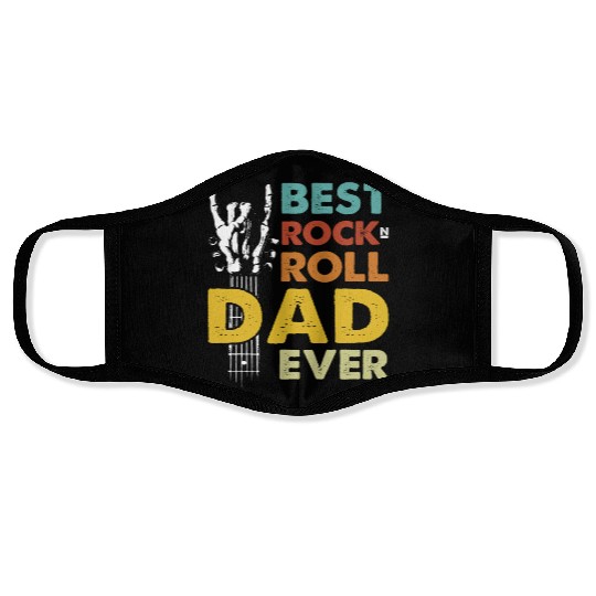 Best Dad Ever w/ Guitar, Rock Music & Skull Theme Face Masks
