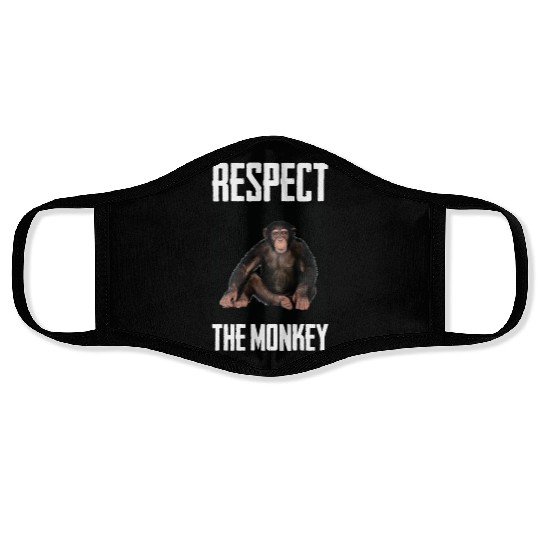 Respect The Monkey Photo Funny Primate Ape Lover Face Masks