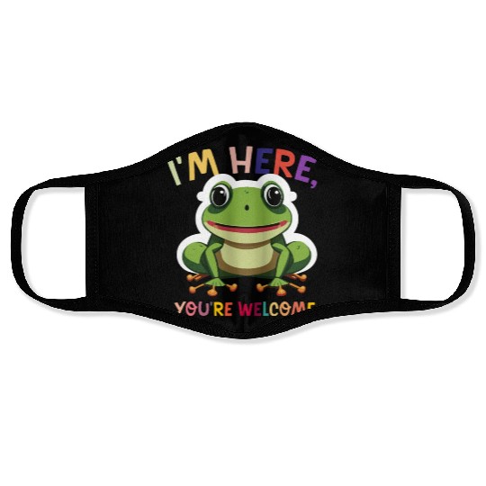 Happy Frog Sitting Here for You Face Masks