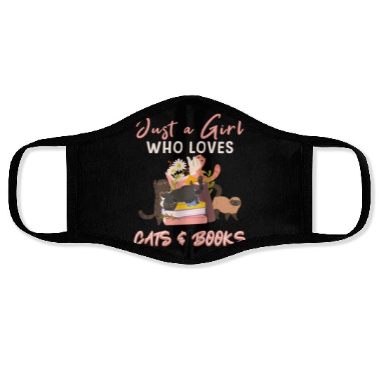 Girls who love cats and readgin book. Cat Lovers Face Masks