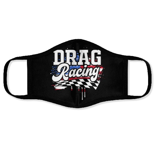 Racetrack Car Racing Lover US Flag Drag Racing Face Masks