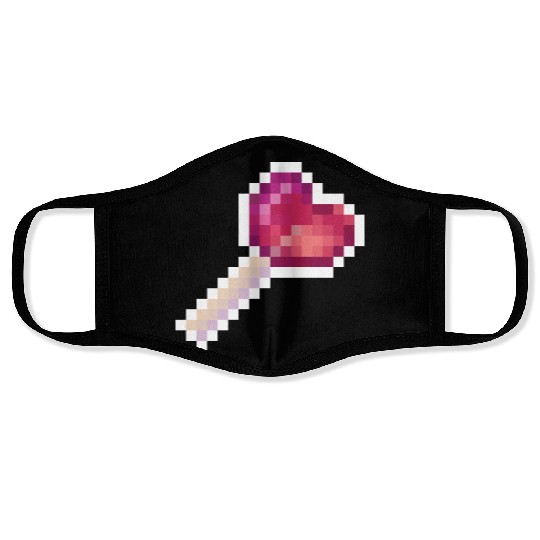 Pixel Art Sprite Cute Heart Lollipop Face Masks