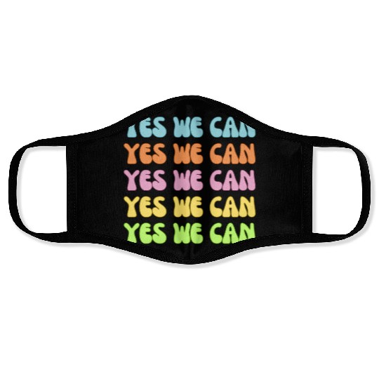 Retro YES WE Can Obama Protest Affirmation Face Masks