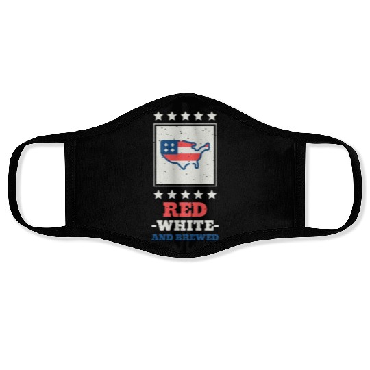 Red White And Brewed 4th of July Face Masks