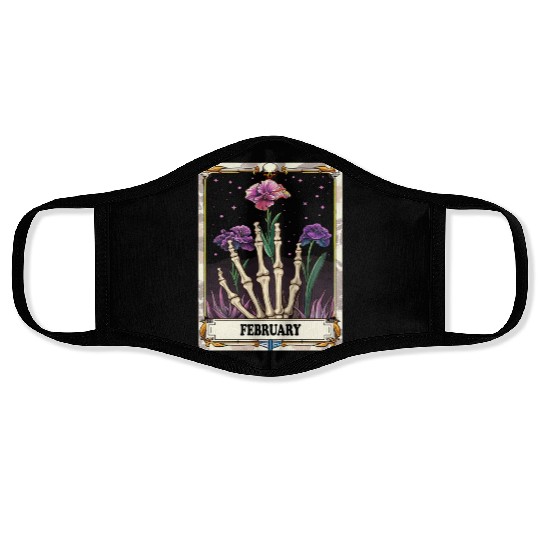 February Gothic Tarot Card - Violet Flower & Skele Face Masks