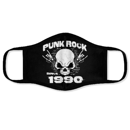 Punk Rock Since 1990 - Skull Rock Hands 34th Face Masks