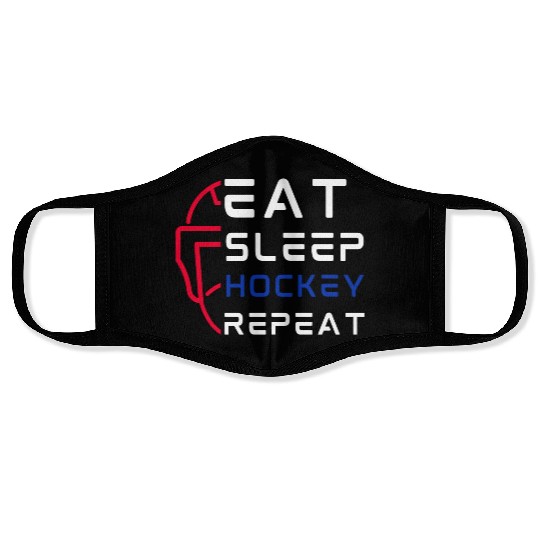 Eat Sleep Hockey Repeat For Hockey Player Coaches Face Masks
