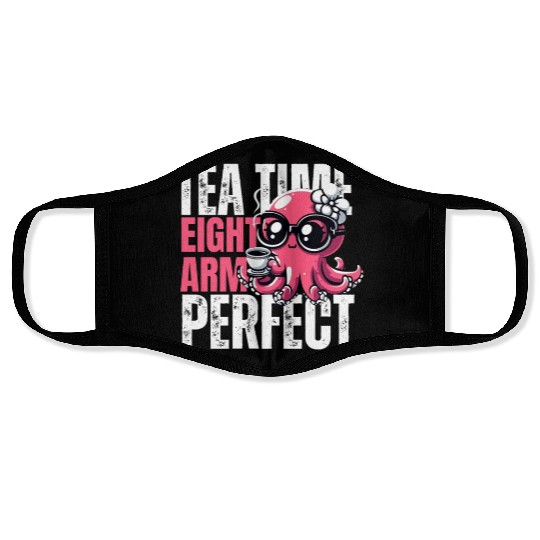 funny OCTUPUS TEA TIME humorous tea lover Face Masks