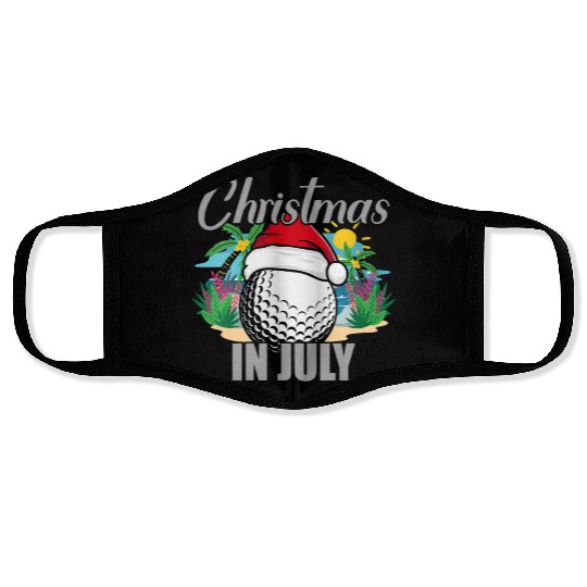 Christmas in July Golf Santa Hat Funny Summer Face Masks