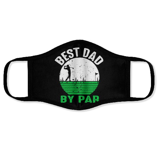Best Dad By Par Father's Day Golfing Golf Tees Dad Face Masks