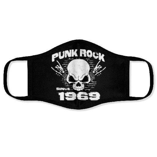 Punk Rock Since 1969 - Skull Rock Hands 55th Face Masks
