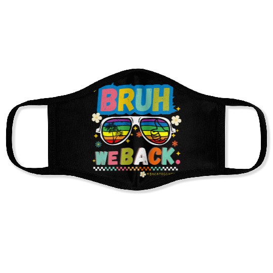 Bruh We Back Teachers Retro Back To School BoyS Face Masks