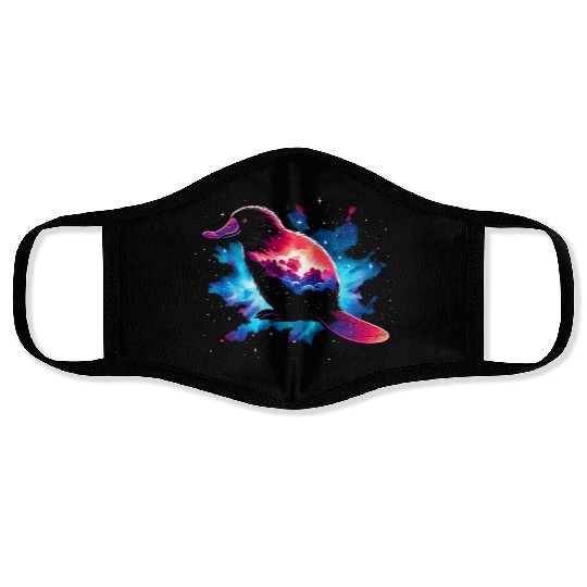 Cool Platypus Galaxy Space Art Face Masks