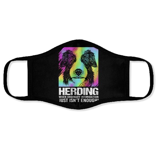 Dog Humor Pet Puppy Owner Funny Border Collie Face Masks