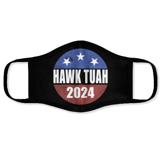 Hawk Tuah 2024 Election Button Hawk Tuahhawk tuah Face Masks