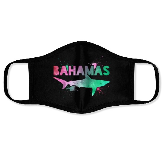 Bahamas Shark Watercolor Souvenir Face Masks