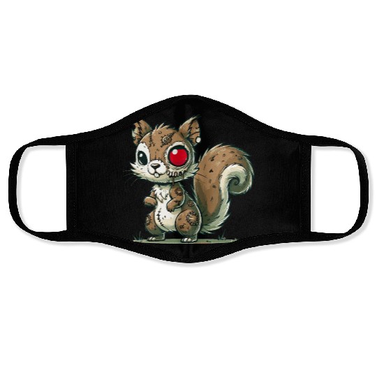 scary zombie squirrel for Halloween fun Face Masks