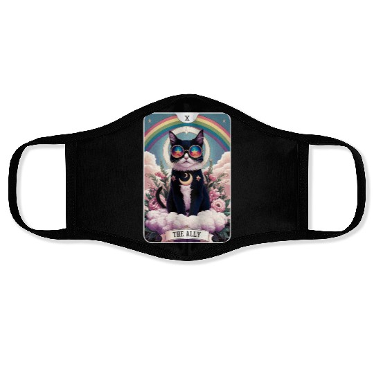 The Ally Cat Tarot Card Pride Gay Pride LGBTQ Face Masks
