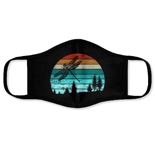 Dragonfly Vintage Retro Insect Nature Face Masks