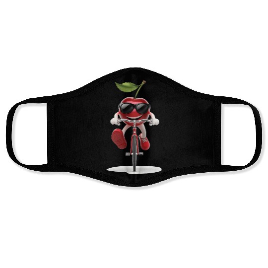 Cherry Cycling On Bike Realistic Face Masks