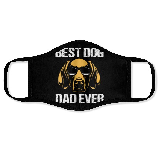 Fathers Day Dog Wearing Sunglasses Weimaraner Dad Face Masks