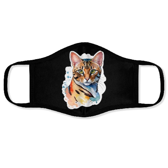 Leopard Cat Watercolor Face Masks