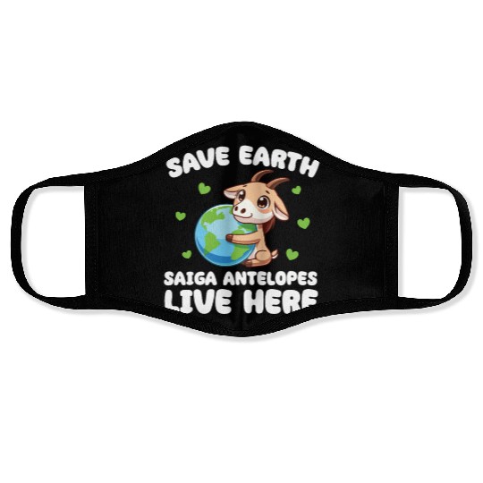 Save The Earth Saiga antelopes Live Here Earth Day Face Masks