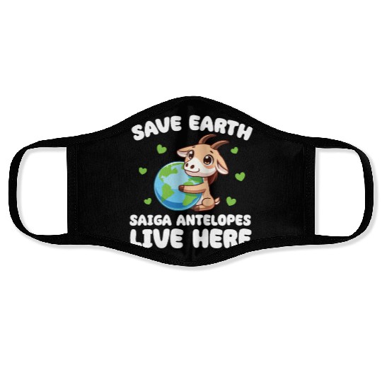 Save The Earth Saiga antelopes Live Here Earth Day Face Masks