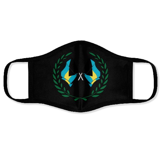 Flags Bahamas in laurel wreath Face Masks
